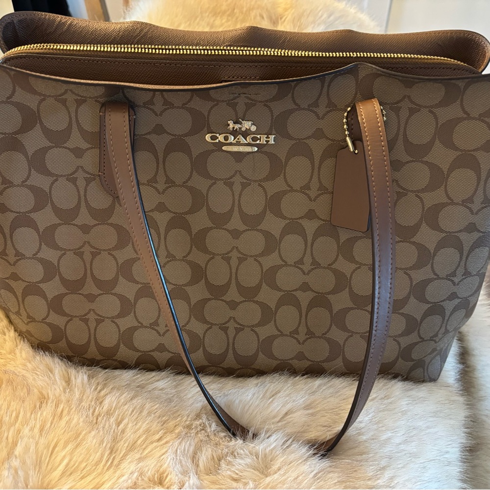 Coach Tan and Brown Signature Tote